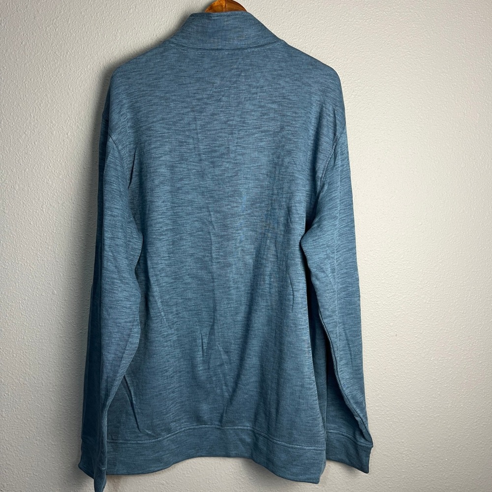 Van Heusen 1/4 Quarter Zip Athleisure Pullover Sweater Long SL Lounge Blue XL/XG - Picture 3 of 7